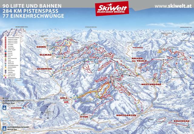 Kelchsau - SkiWelt Slalombacke Kitzbühel Skidort Österrike